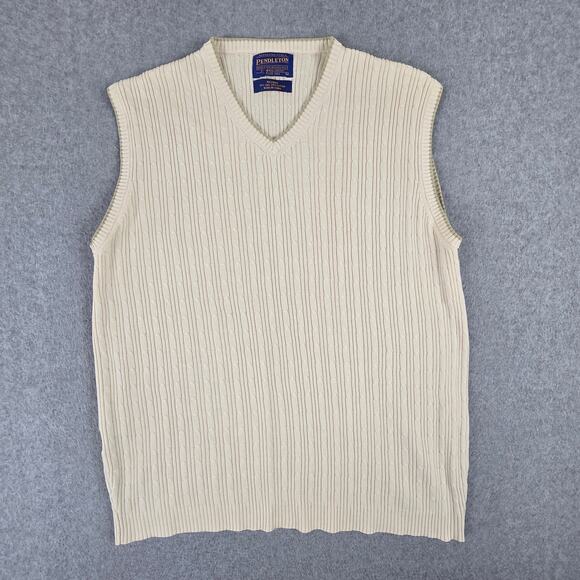 Pendleton Mens Sweater Vest Size Large 75% Silk V Neck Cream colored - Picture 1 of 10